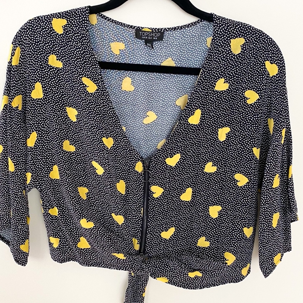TOPSHOP Blouse with Zip and Tie